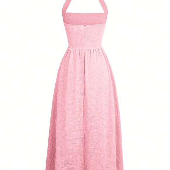 Pink Casual Women's Vacation Elegant Long Dress - Picture 5 of 10